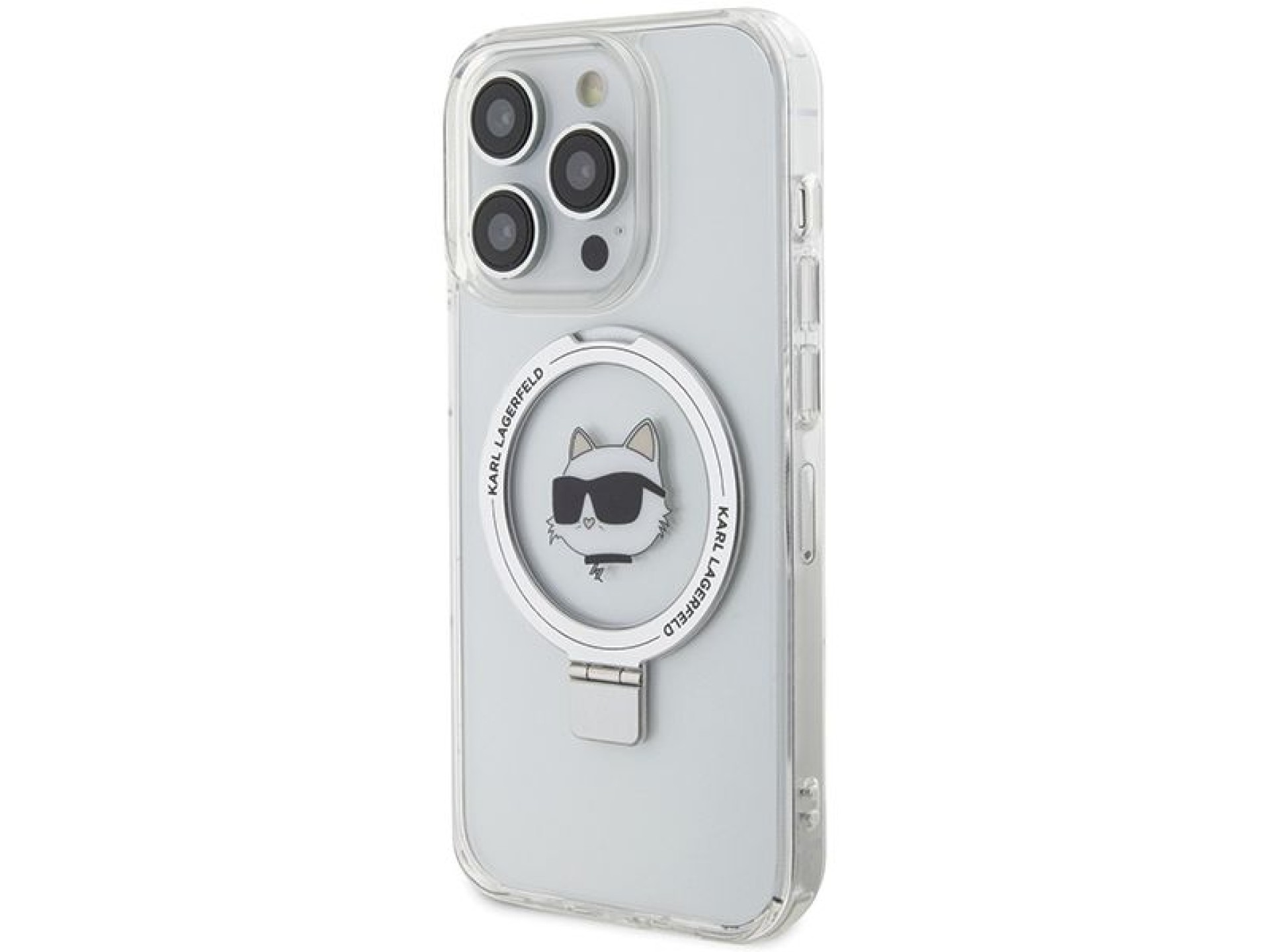 Capa rígida branca/branca Karl Lagerfeld KLHMP15LHMRSCHH para iPhone 15 Pro de 6,1 polegadas com sup