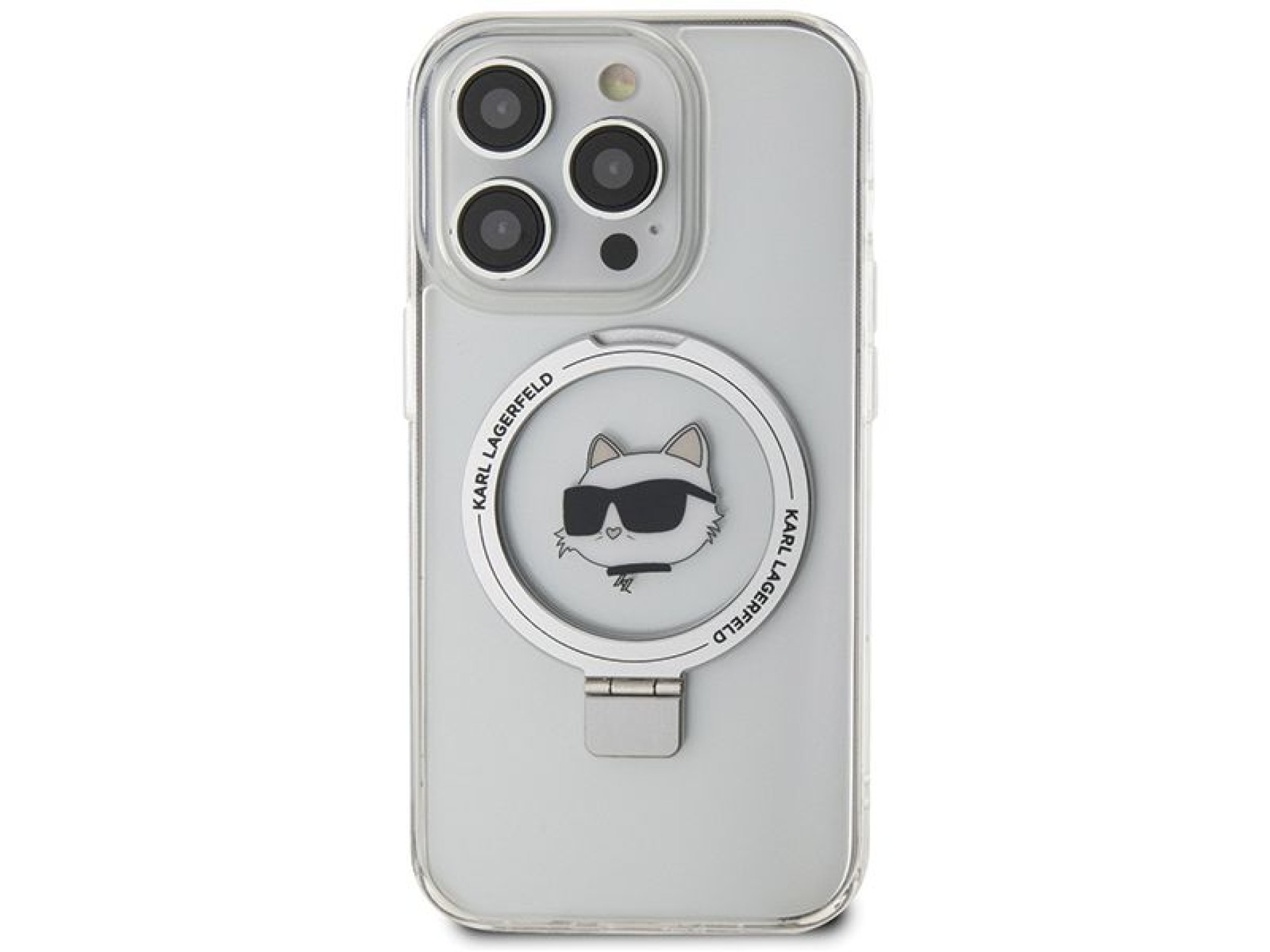 Capa rígida branca/branca Karl Lagerfeld KLHMP15LHMRSCHH para iPhone 15 Pro de 6,1 polegadas com sup