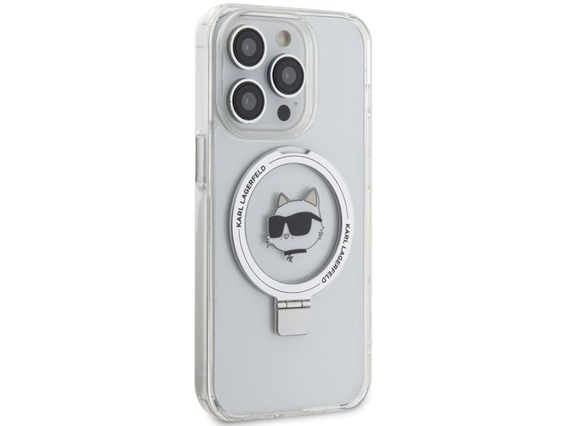 Capa rígida branca/branca Karl Lagerfeld KLHMP15LHMRSCHH para iPhone 15 Pro de 6,1 polegadas com sup