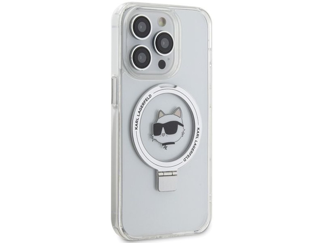 Capa r�gida branca/branca Karl Lagerfeld KLHMP15LHMRSCHH para iPhone 15 Pro de 6,1 polegadas com sup