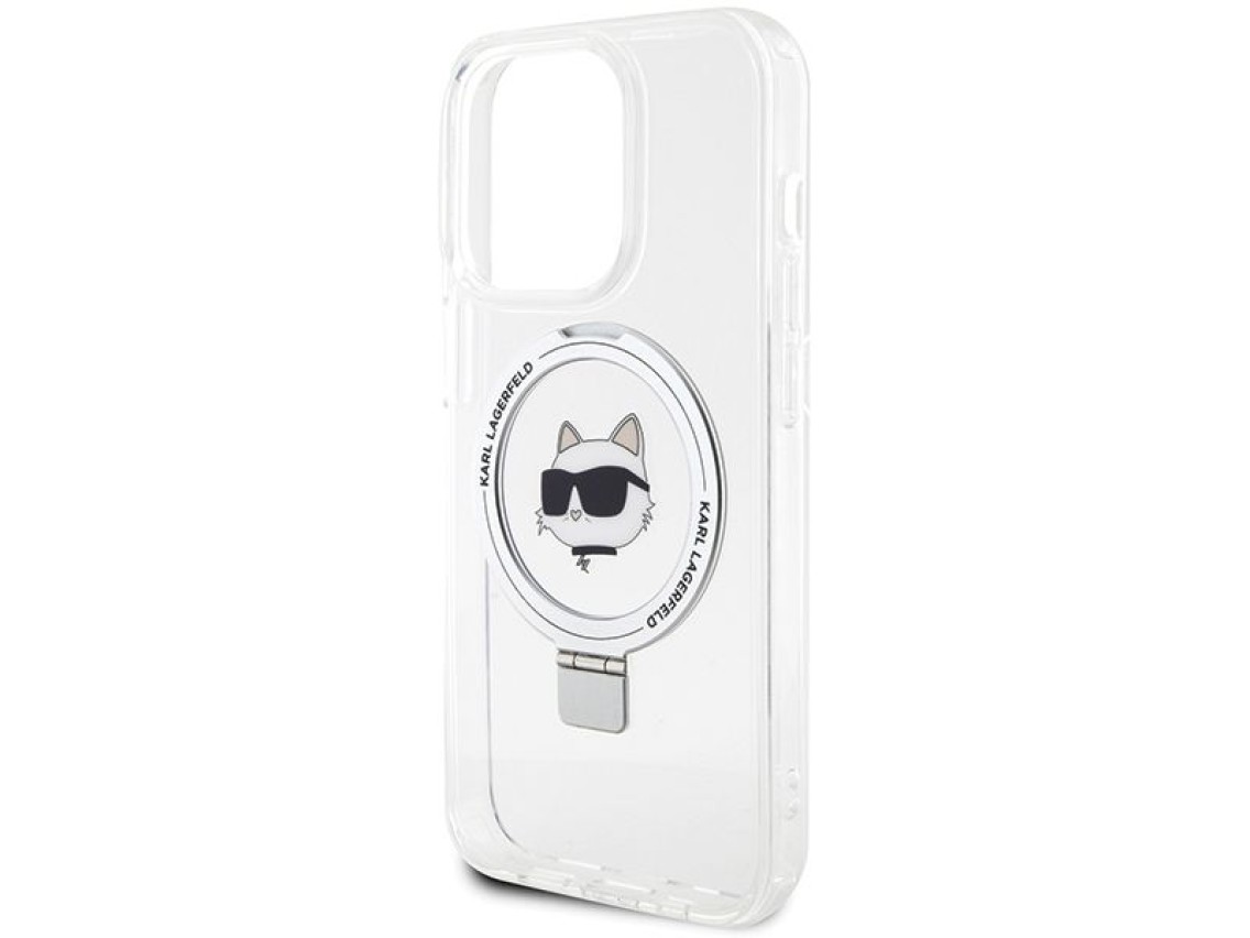 Capa r�gida branca/branca Karl Lagerfeld KLHMP15LHMRSCHH para iPhone 15 Pro de 6,1 polegadas com sup