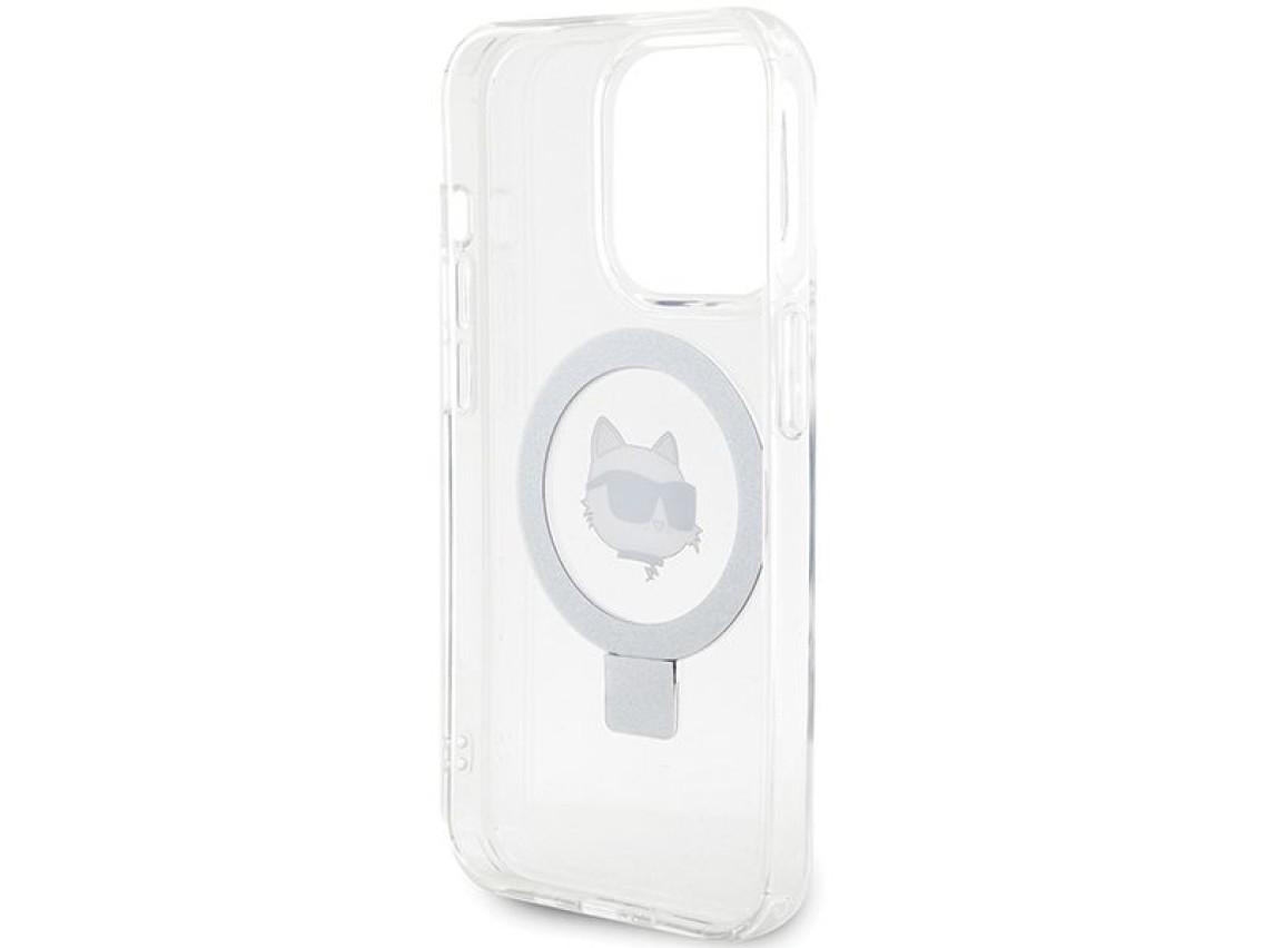 Capa r�gida branca/branca Karl Lagerfeld KLHMP15LHMRSCHH para iPhone 15 Pro de 6,1 polegadas com sup