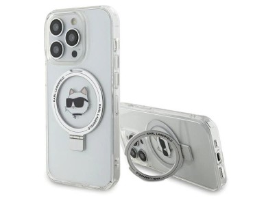 Capa rígida branca/branca Karl Lagerfeld KLHMP15XHMRSCHH para iPhone 15 Pro Max 6.7" com suporte de Capa rígida branca/branca Karl Lagerfeld KLHMP15XHMRSCHH para iPhone 15 Pro Max 6.7" com suporte de