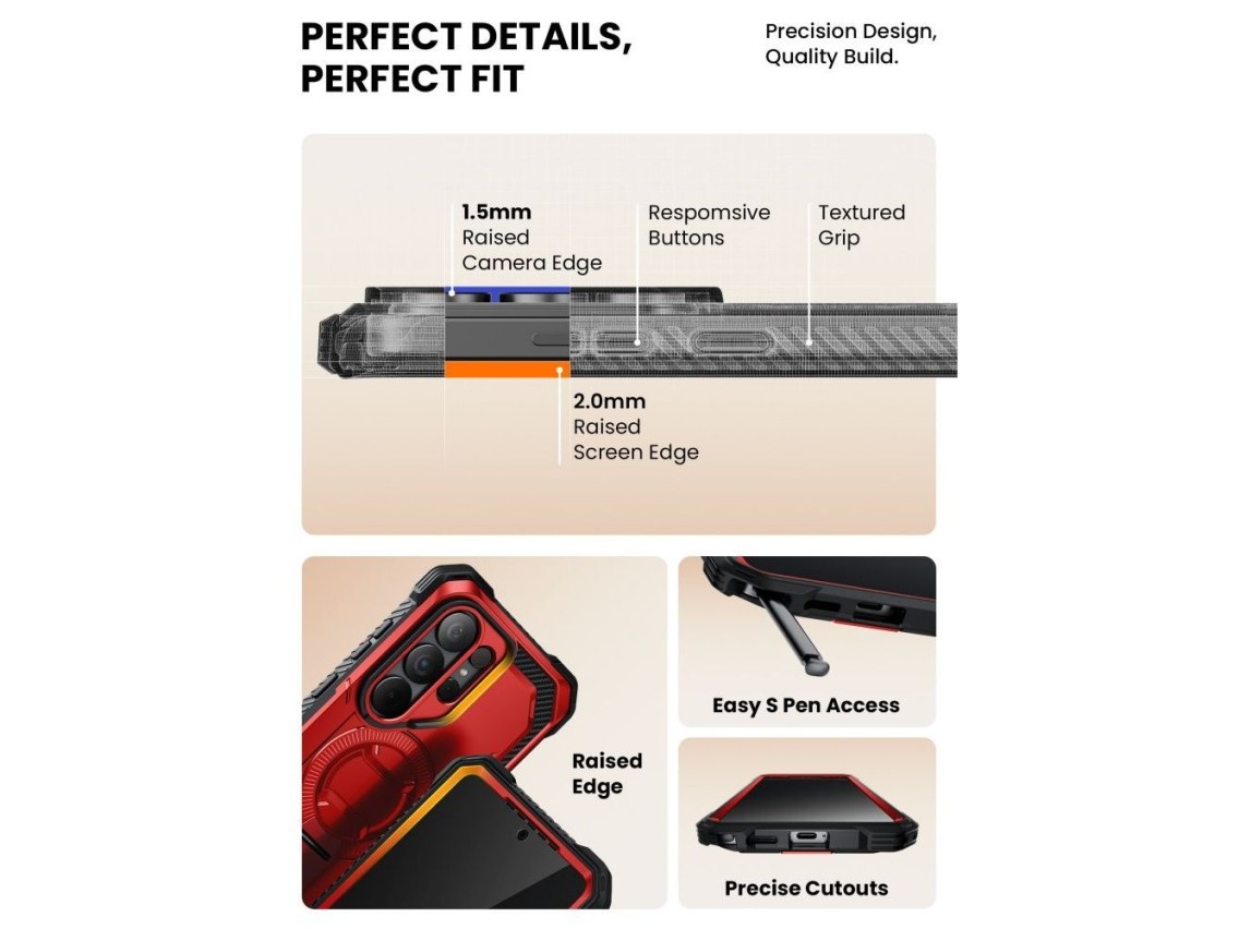 Funda Supcase ArmorBox Mag MagSafe para Samsung Galaxy S26 Ultra - Rojo y negro
