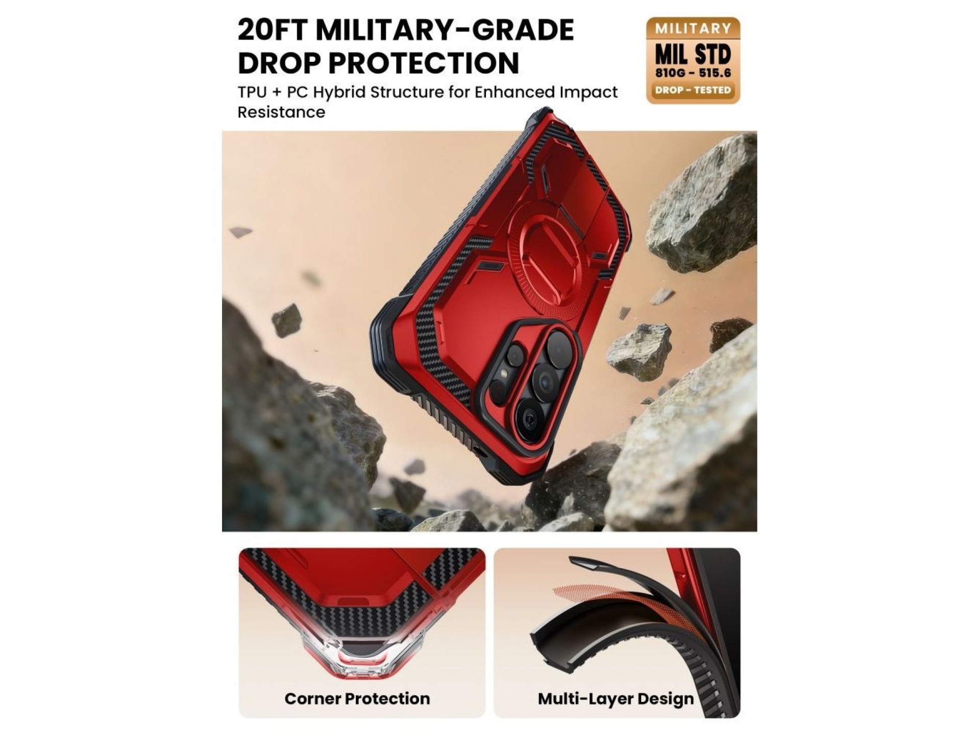 Funda Supcase ArmorBox Mag MagSafe para Samsung Galaxy S26 Ultra - Rojo y negro