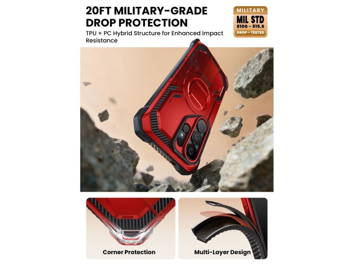 Funda Supcase ArmorBox Mag MagSafe para Samsung Galaxy S26 Ultra - Rojo y negro
