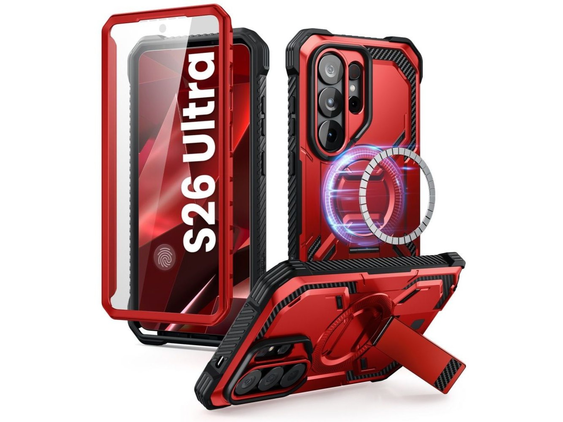 Funda Supcase ArmorBox Mag MagSafe para Samsung Galaxy S26 Ultra - Rojo y negro