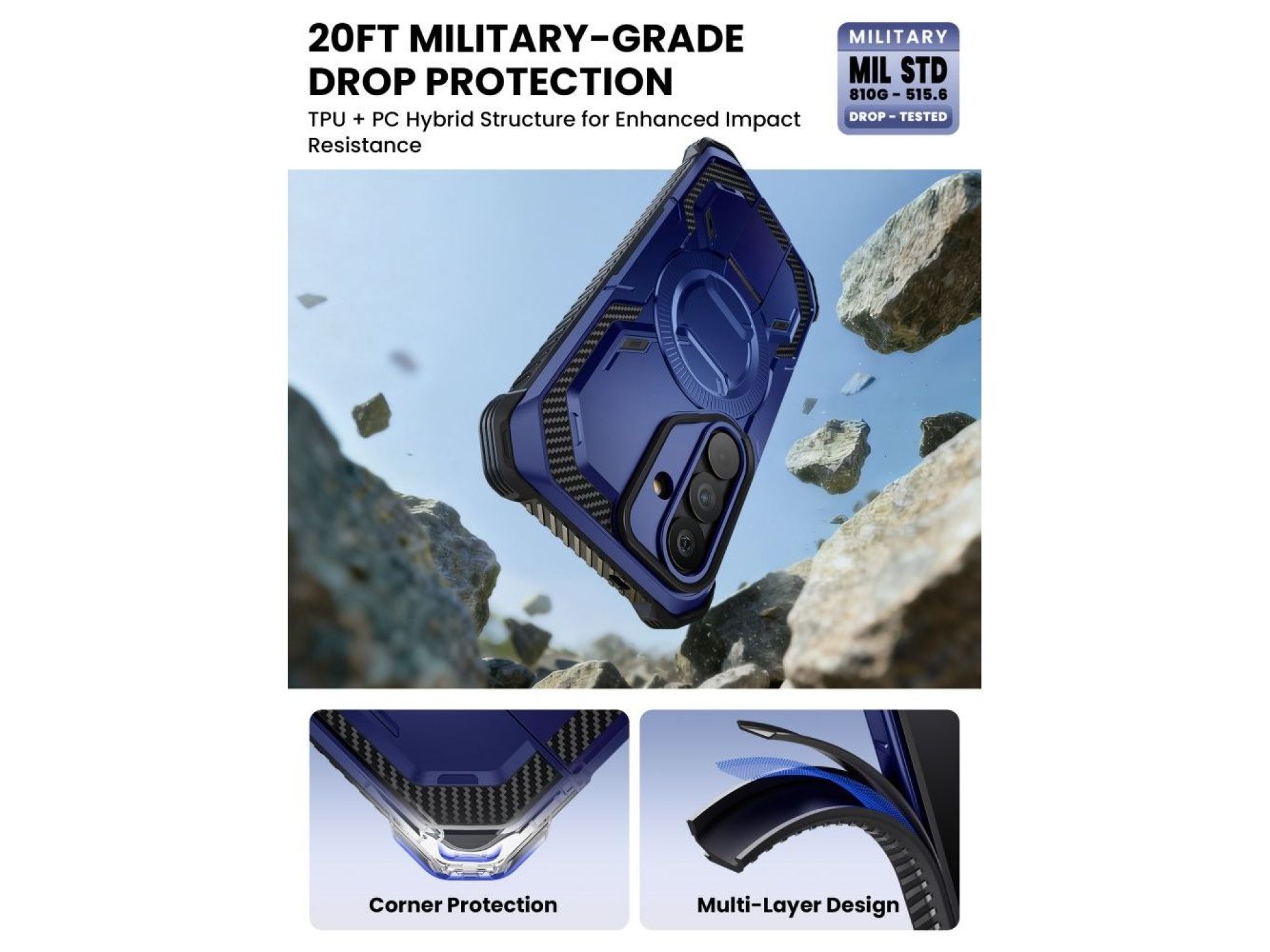 Capa Supcase ArmorBox Mag MagSafe para Samsung Galaxy S26 - Azul Marinho e Preto