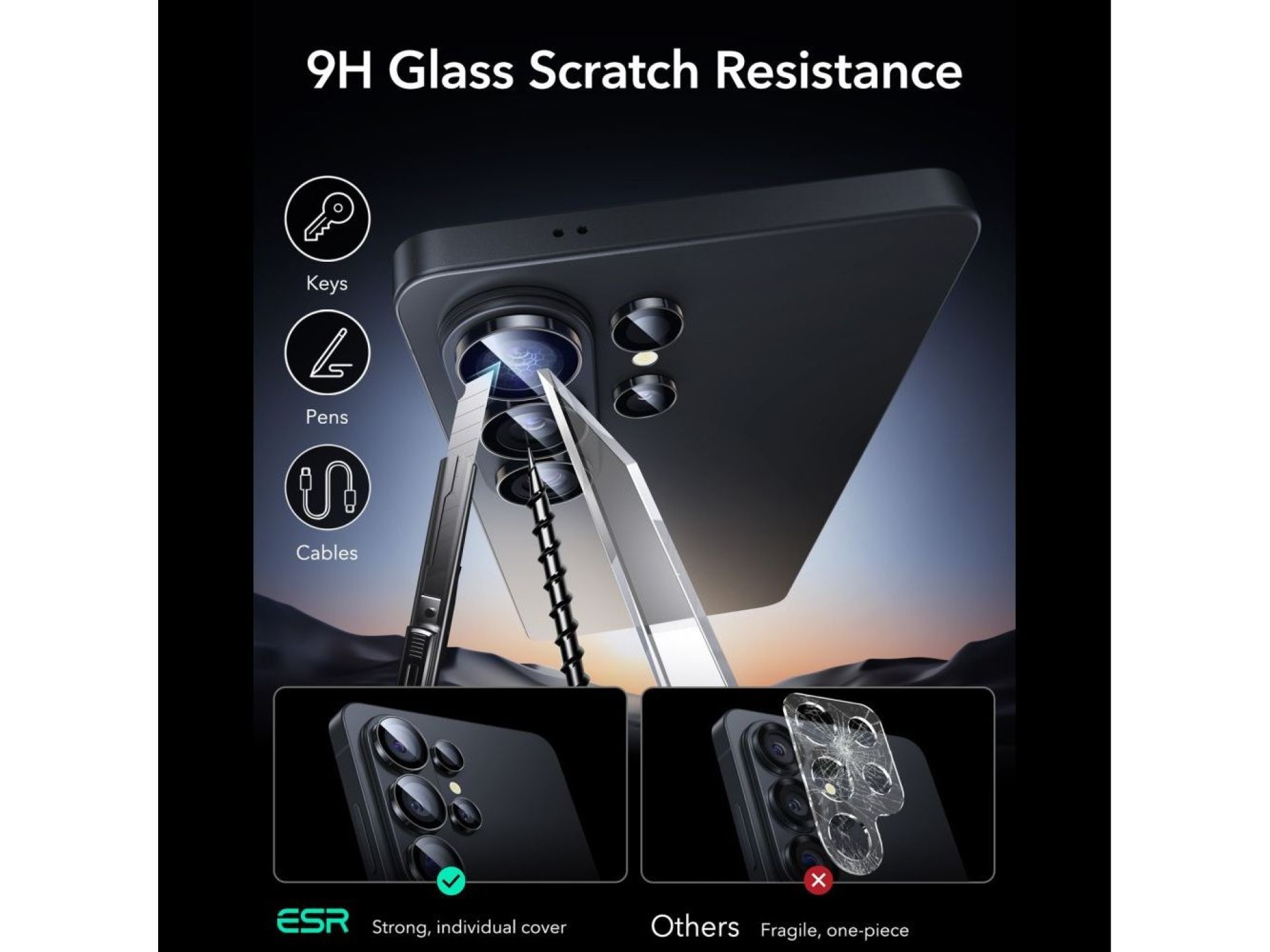 Protector de cámara ESR Armorite para Samsung Galaxy S26 Ultra - Negro