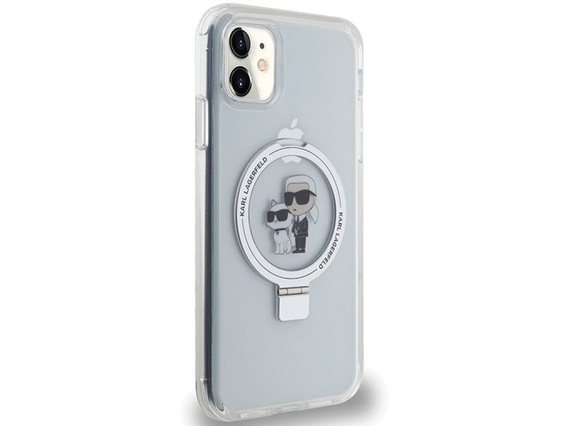 Karl Lagerfeld KLHMN61HMRSKCH iPhone 11 / Xr 6.1" blanco/blanco estuche rígido Soporte de anillo Kar