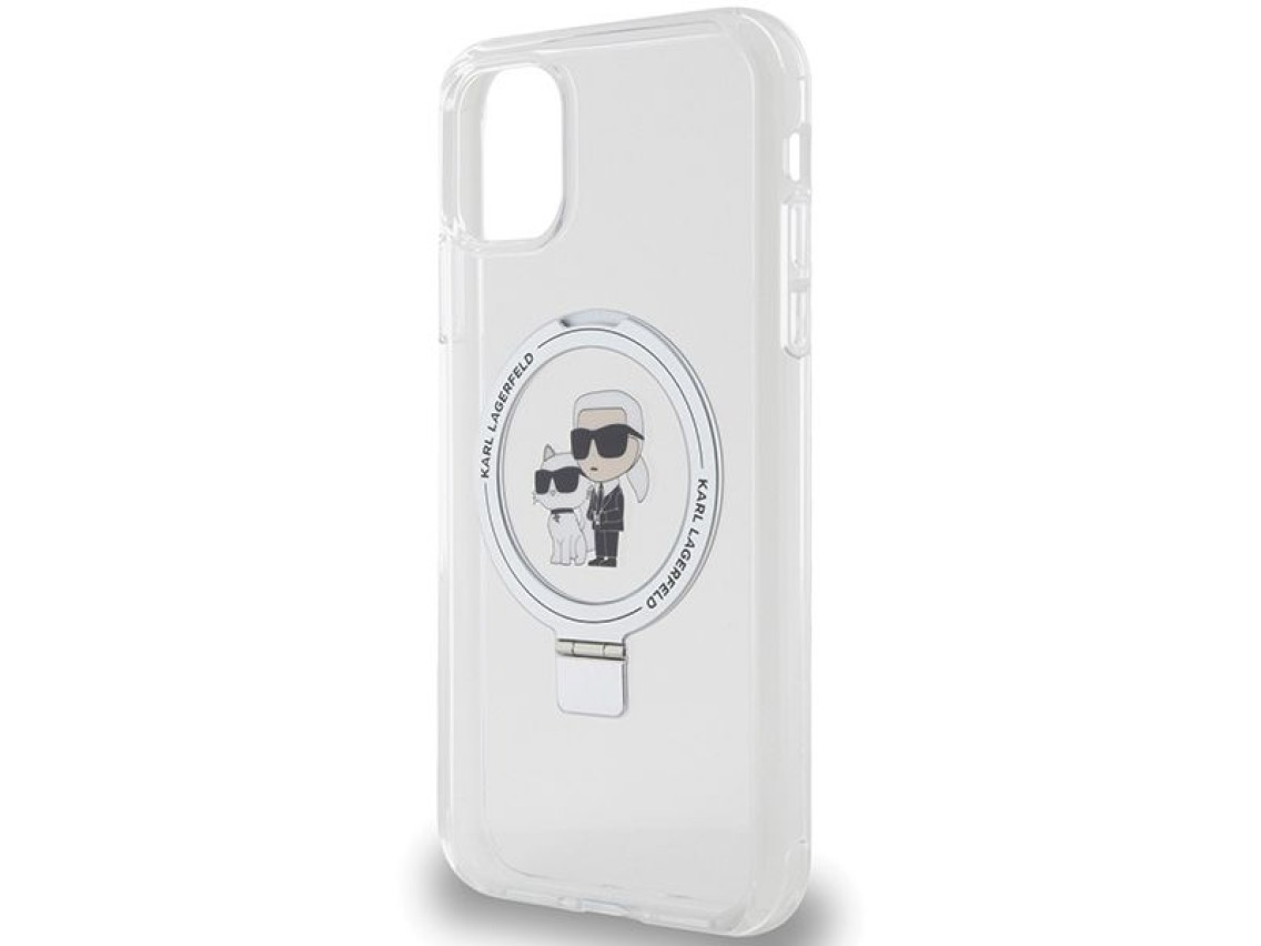 Karl Lagerfeld KLHMN61HMRSKCH iPhone 11 / Xr 6.1" blanco/blanco estuche rígido Soporte de anillo Kar
