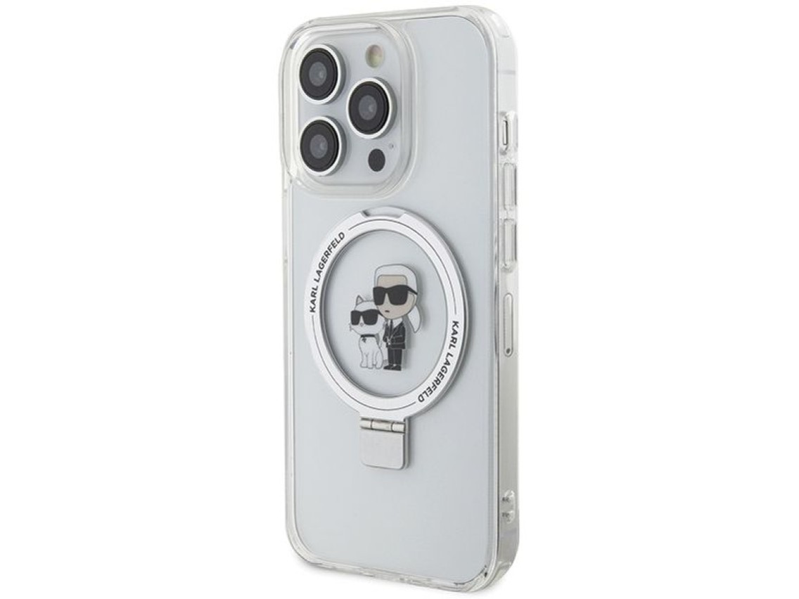 Karl Lagerfeld Ring Stand Karl&Choupette MagSafe case for iPhone 13 Pro / 13 - white