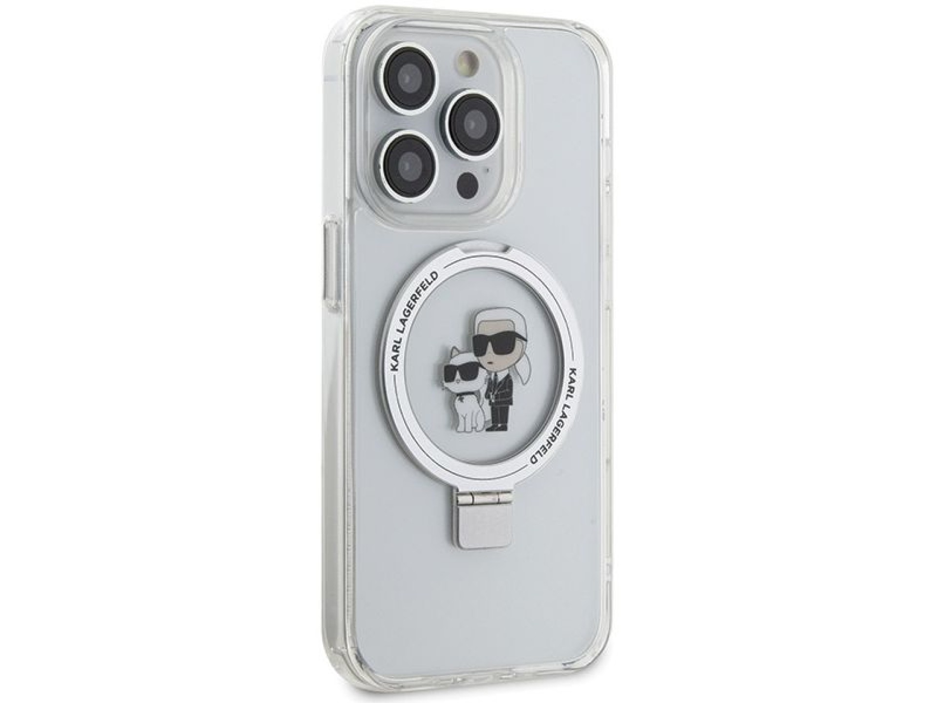 Karl Lagerfeld Ring Stand Karl&Choupette MagSafe case for iPhone 13 Pro / 13 - white