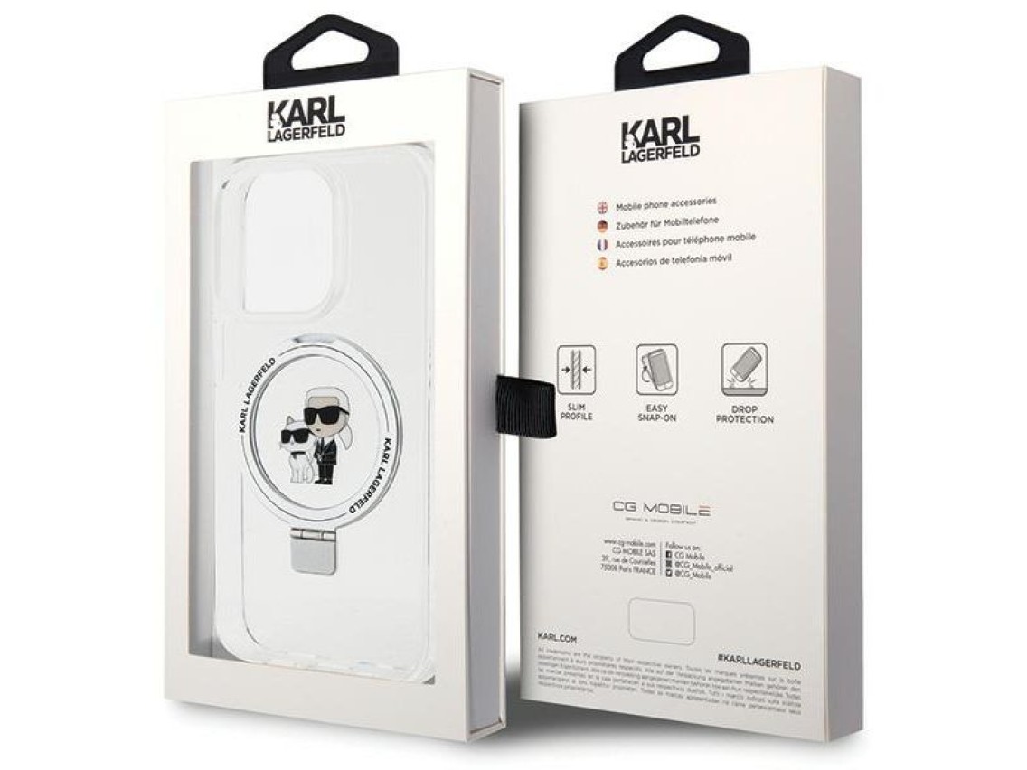 Karl Lagerfeld Ring Stand Karl&Choupette MagSafe case for iPhone 13 Pro / 13 - white