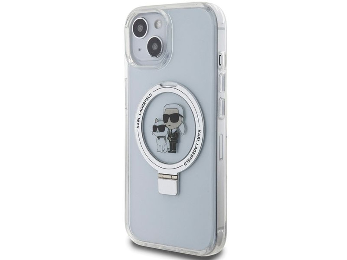 Karl Lagerfeld Ring Stand Karl&Choupette MagSafe case for iPhone 14 / 15 / 13 - white