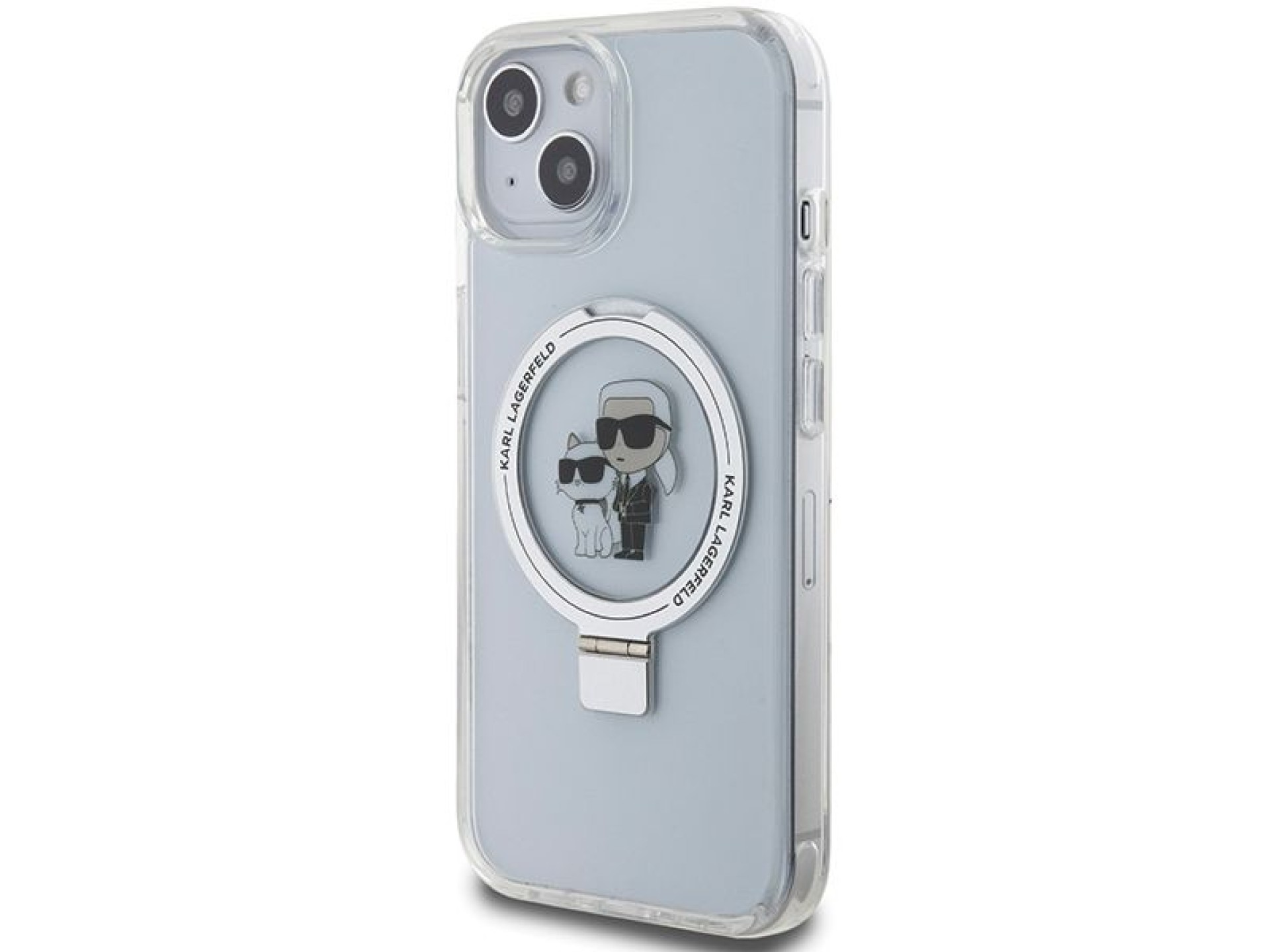 Karl Lagerfeld Ring Stand Karl&Choupette MagSafe case for iPhone 14 / 15 / 13 - white