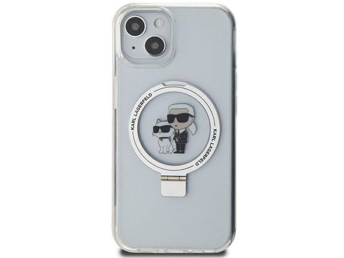 Karl Lagerfeld Ring Stand Karl&Choupette MagSafe case for iPhone 14 / 15 / 13 - white