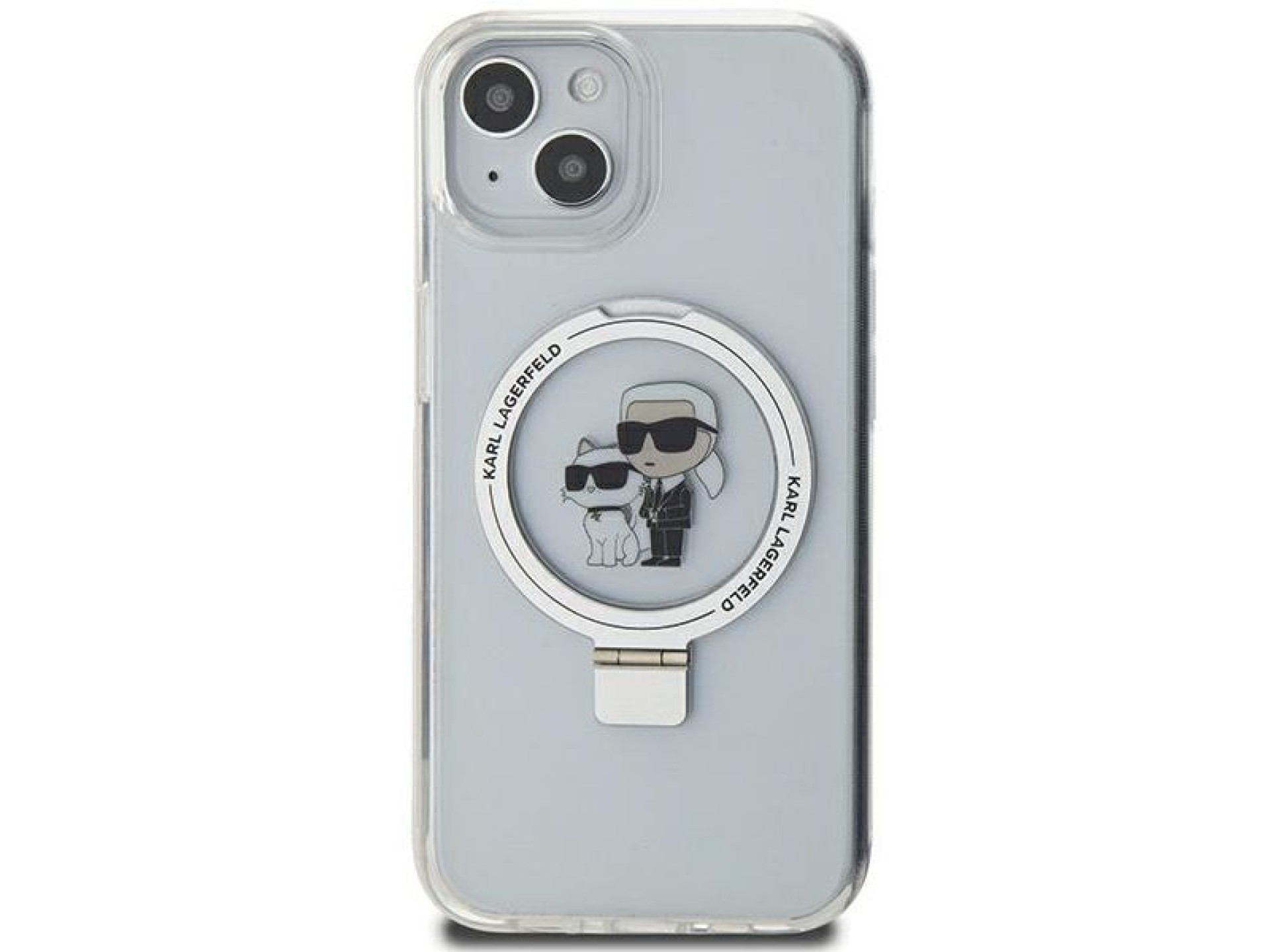 Karl Lagerfeld Ring Stand Karl&Choupette MagSafe case for iPhone 14 / 15 / 13 - white