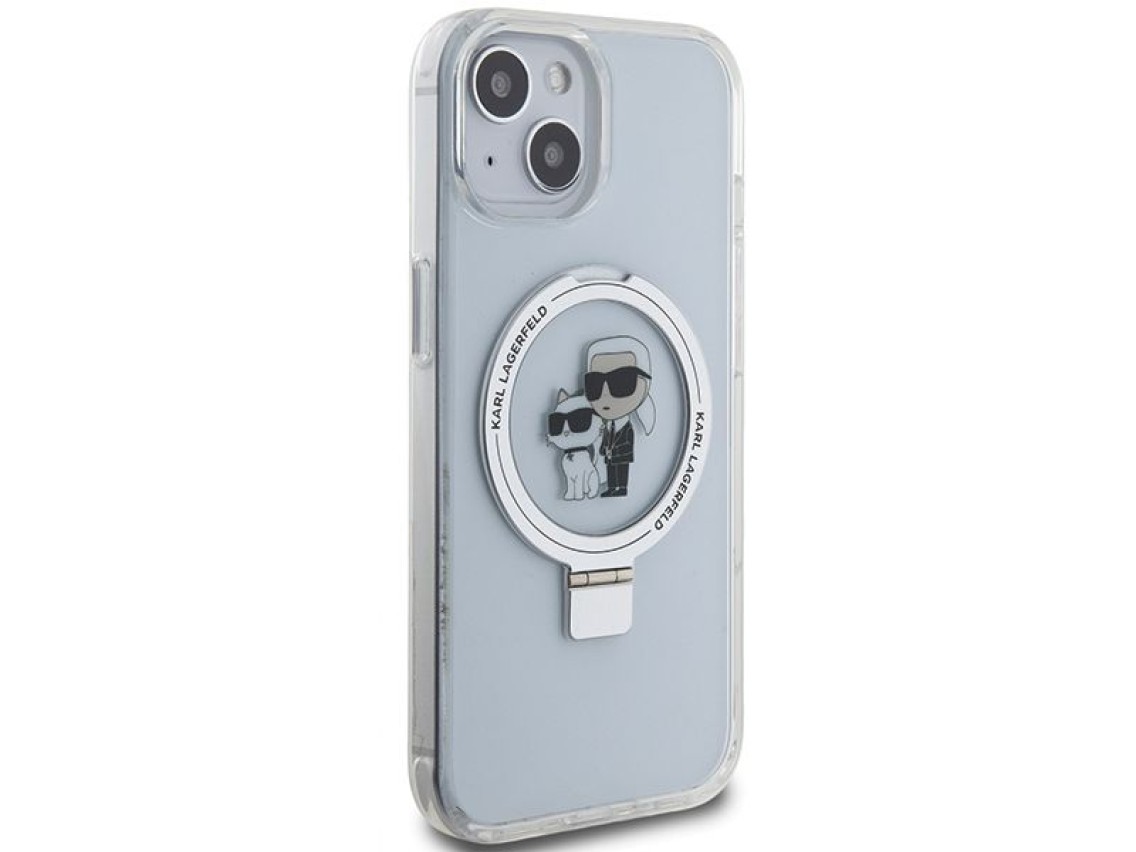Capa rígida branca/branca Karl Lagerfeld KLHMP15SHMRSKCH para iPhone 15/14/13 de 6,1 polegadas com s