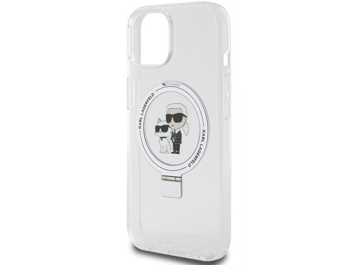 Capa rígida branca/branca Karl Lagerfeld KLHMP15SHMRSKCH para iPhone 15/14/13 de 6,1 polegadas com s