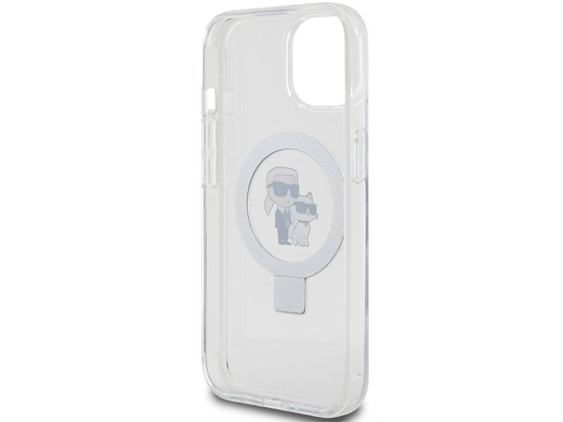 Capa rígida branca/branca Karl Lagerfeld KLHMP15SHMRSKCH para iPhone 15/14/13 de 6,1 polegadas com s