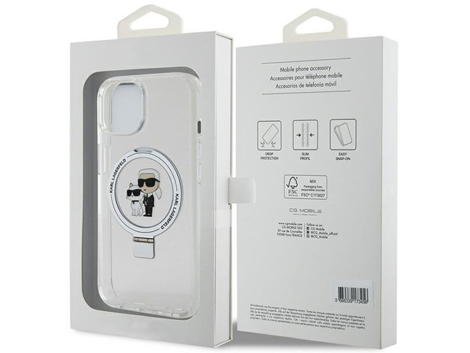 Capa rígida branca/branca Karl Lagerfeld KLHMP15SHMRSKCH para iPhone 15/14/13 de 6,1 polegadas com s