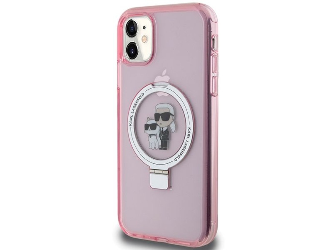 Karl Lagerfeld Ring Stand Karl&Choupette MagSafe case for iPhone 11 / Xr - pink