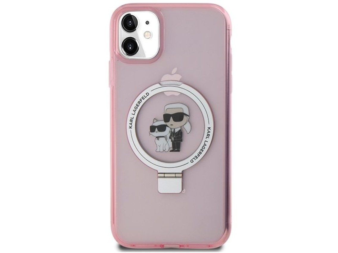 Karl Lagerfeld Ring Stand Karl&Choupette MagSafe case for iPhone 11 / Xr - pink