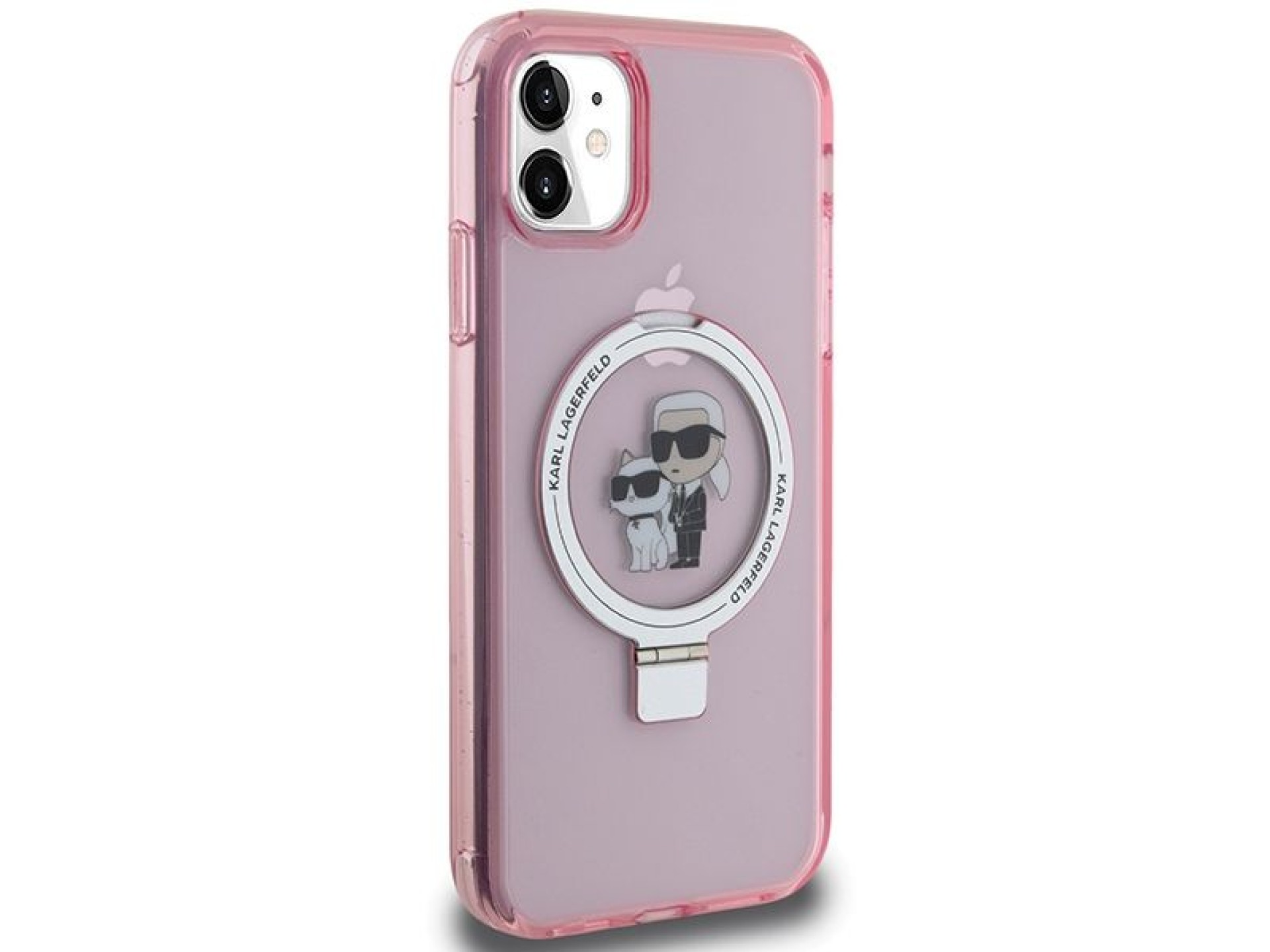 Karl Lagerfeld Ring Stand Karl&Choupette MagSafe case for iPhone 11 / Xr - pink