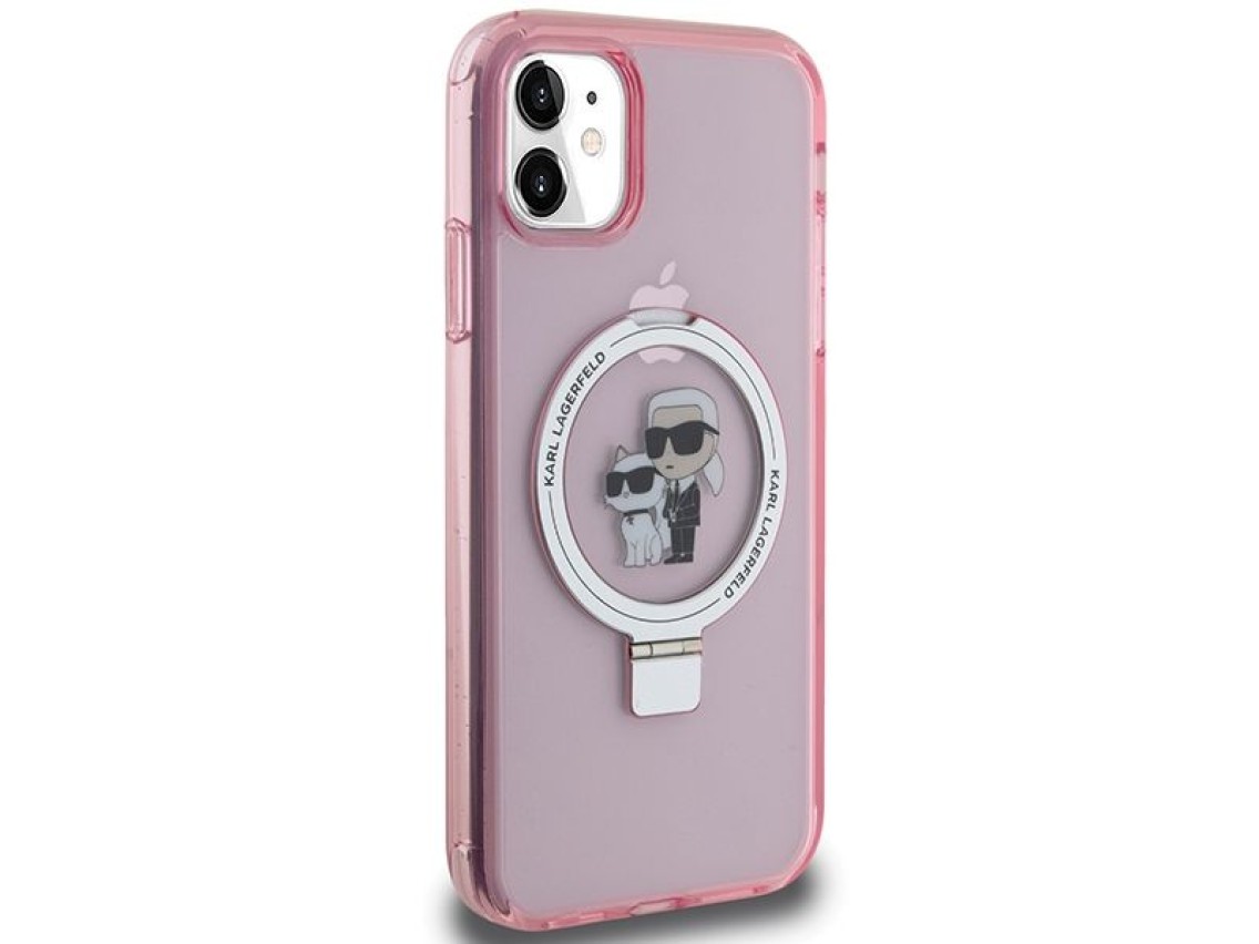 Karl Lagerfeld Ring Stand Karl&Choupette MagSafe case for iPhone 11 / Xr - pink