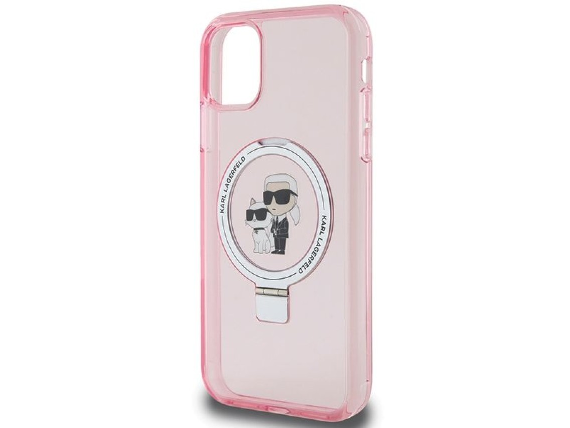 Karl Lagerfeld Ring Stand Karl&Choupette MagSafe case for iPhone 11 / Xr - pink