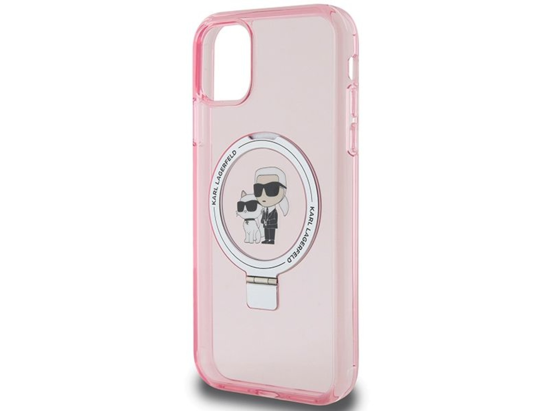 Karl Lagerfeld Ring Stand Karl&Choupette MagSafe case for iPhone 11 / Xr - pink
