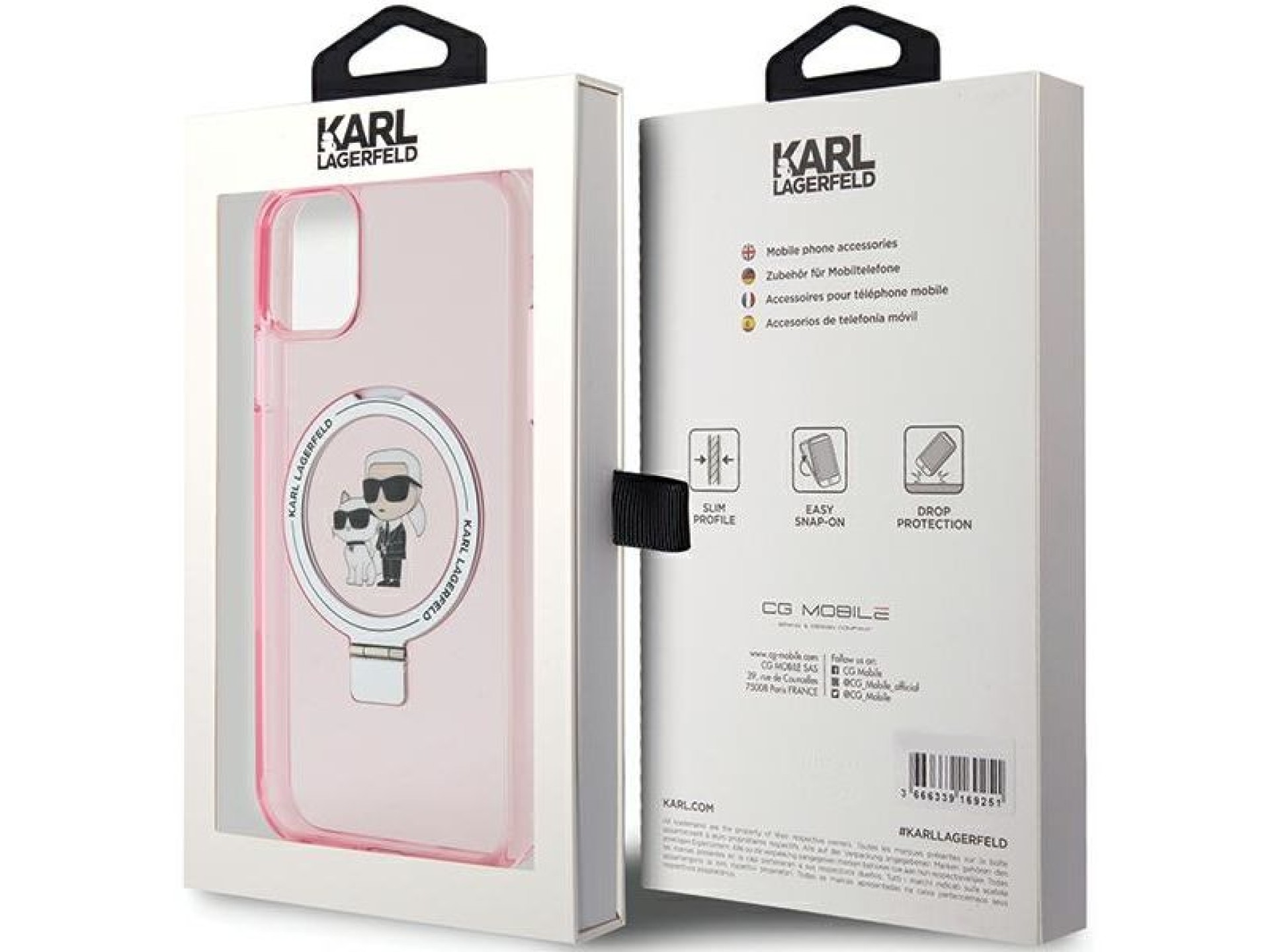 Karl Lagerfeld Ring Stand Karl&Choupette MagSafe case for iPhone 11 / Xr - pink
