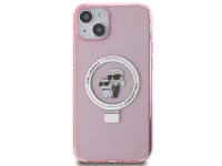 Karl Lagerfeld KLHMP15SHMRSKCP iPhone 15 6.1" rosa/rosa anel suporte Karl&Choupette MagSafe