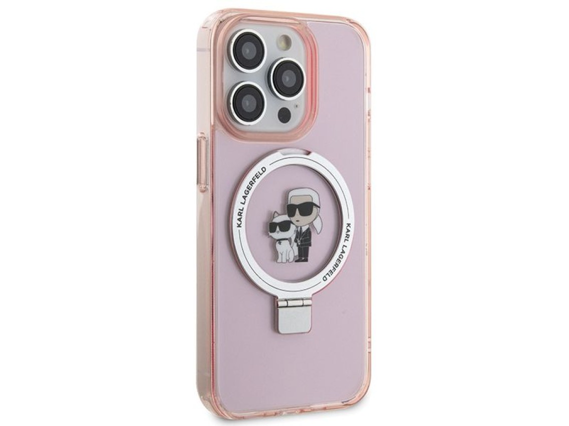Karl Lagerfeld KLHMP15LHMRSKCP iPhone 15 Pro 6.1" rosa/rosa estuche rígido Ring Stand Karl&Choupette