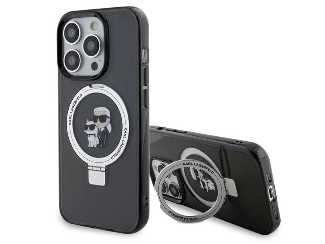Karl Lagerfeld KLHMP13LHMRSKCK iPhone 13 Pro 6.1" black/black hardcase Ring Stand Karl&Choupette Mag