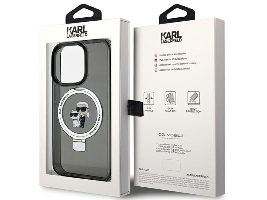 Karl Lagerfeld KLHMP13LHMRSKCK iPhone 13 Pro 6.1" black/black hardcase Ring Stand Karl&Choupette Mag
