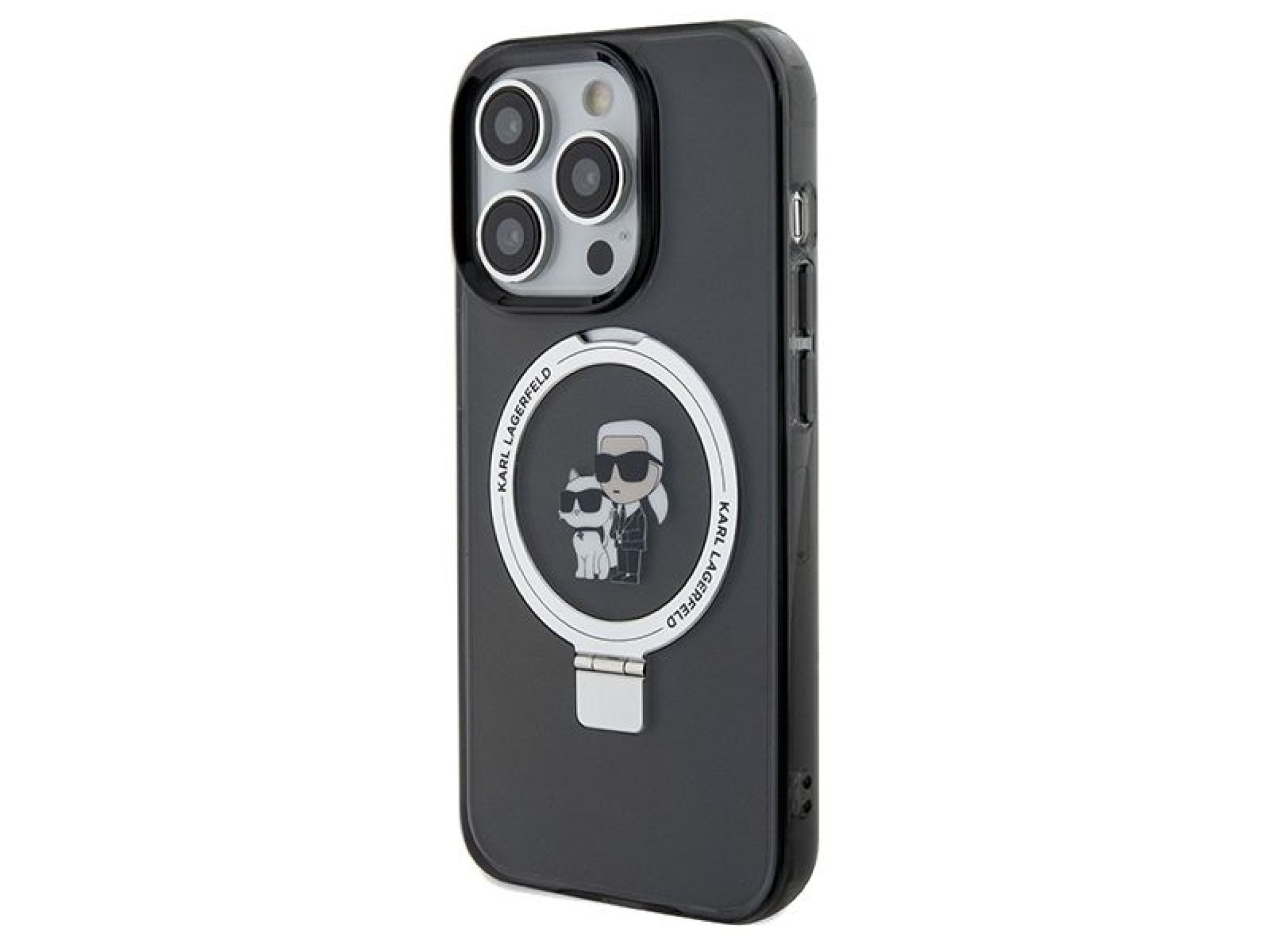 Karl Lagerfeld Ring Stand Karl&Choupette MagSafe case for iPhone 13 Pro Max - black