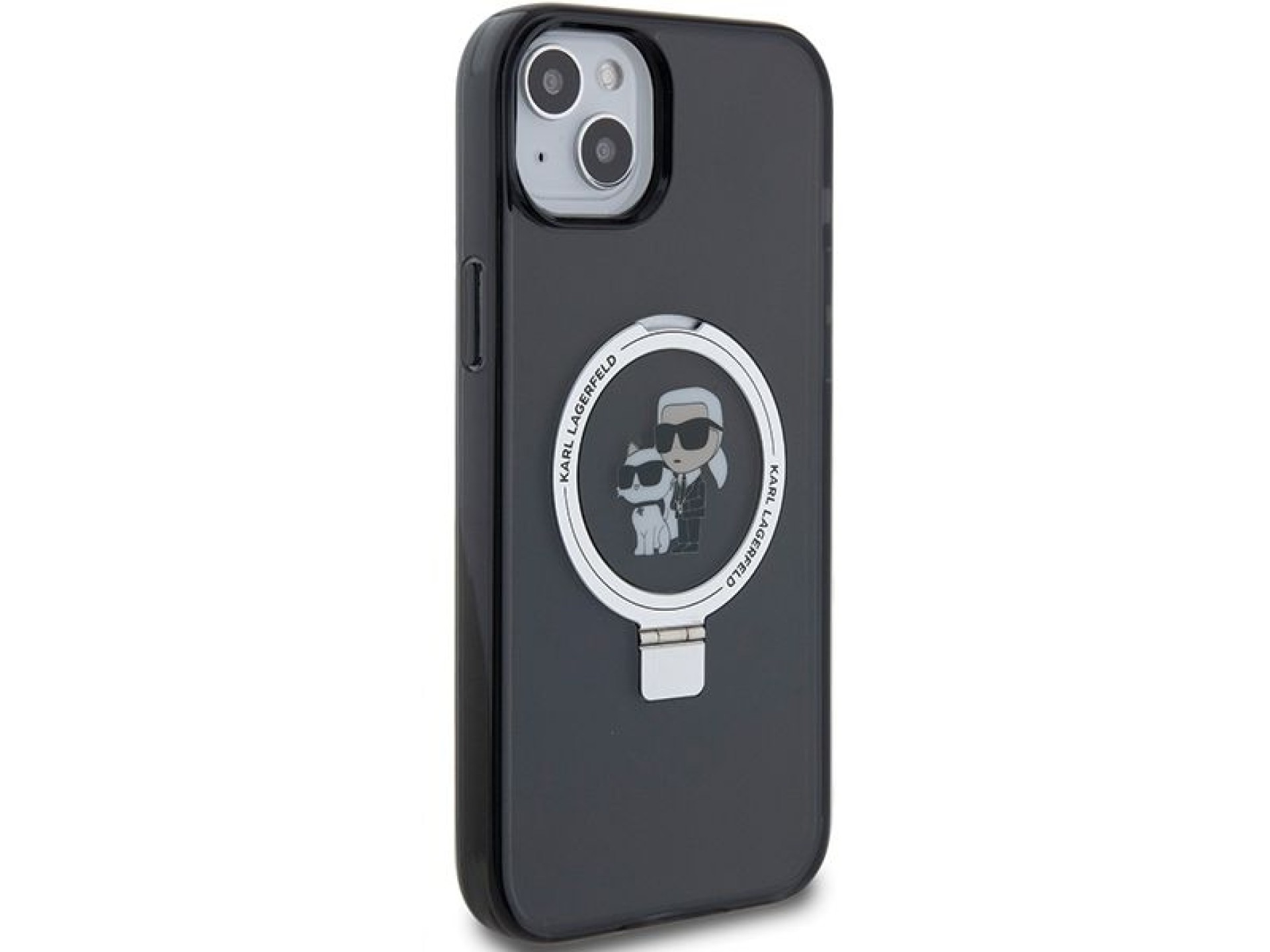 Soporte para anillos Karl Lagerfeld Funda MagSafe Karl&Choupette para iPhone 14 / 15 / 13 - negro