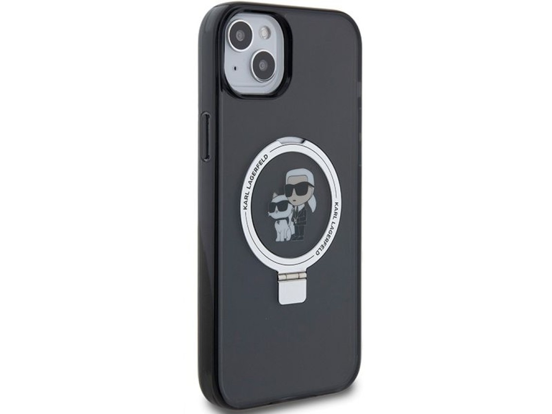 Soporte para anillos Karl Lagerfeld Funda MagSafe Karl&Choupette para iPhone 14 / 15 / 13 - negro