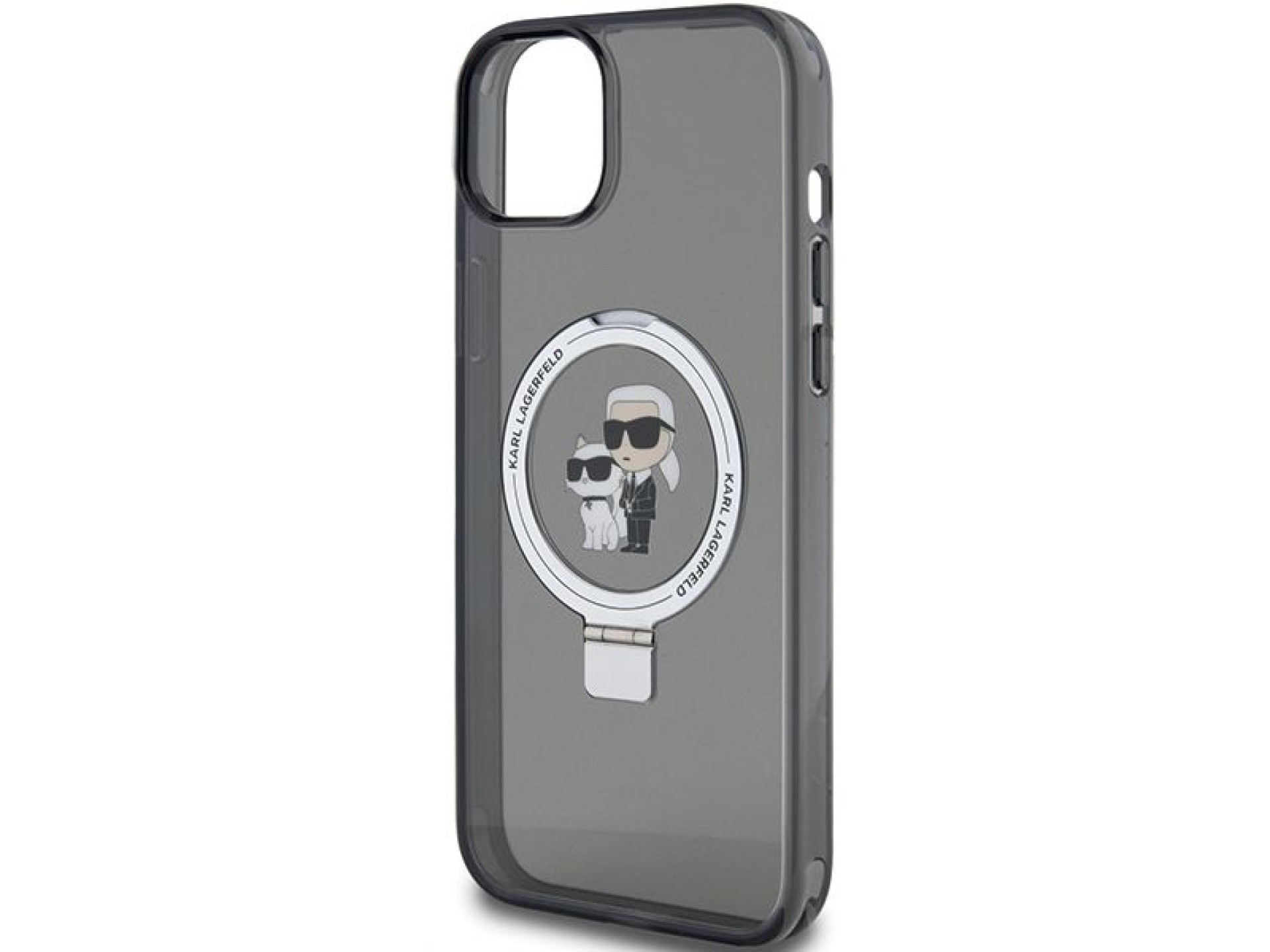 Capa rígida preta/preta Karl Lagerfeld KLHMP15SHMRSKCK para iPhone 15 de 6,1