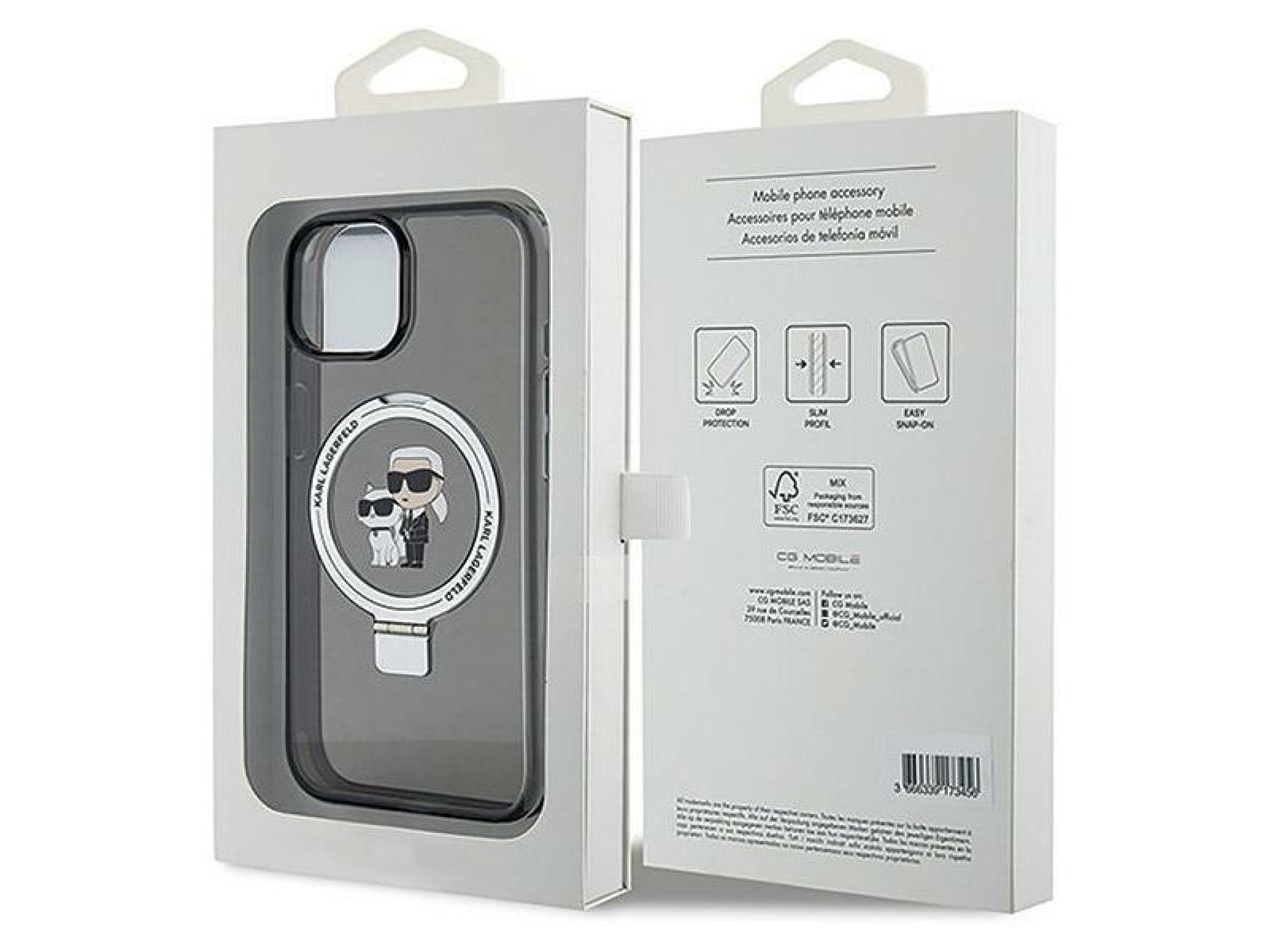Capa rígida preta/preta Karl Lagerfeld KLHMP15SHMRSKCK para iPhone 15 de 6,1