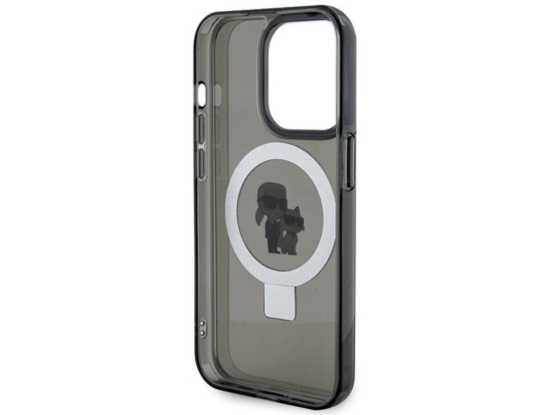 Capa rígida preta/preta Karl Lagerfeld KLHMP15LHMRSKCK para iPhone 15 Pro de 6,1" com suporte de ane