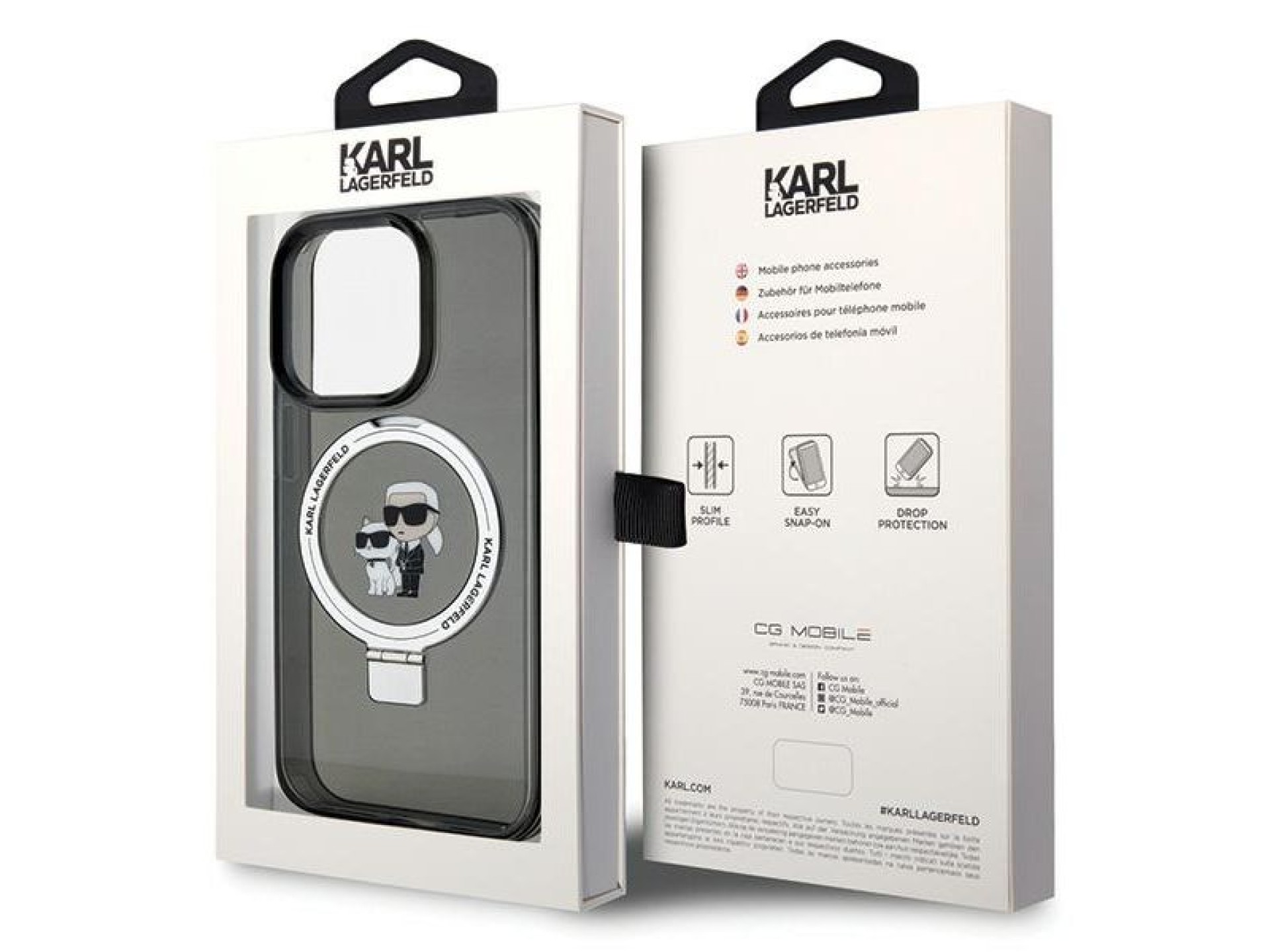 Capa rígida preta/preta Karl Lagerfeld KLHMP15LHMRSKCK para iPhone 15 Pro de 6,1