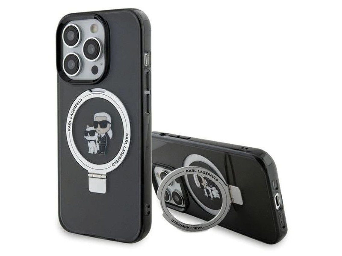 Karl Lagerfeld KLHMP15XHMRSKCK iPhone 15 Pro Max 6.7" negro/negro estuche rígido Soporte de anillo K