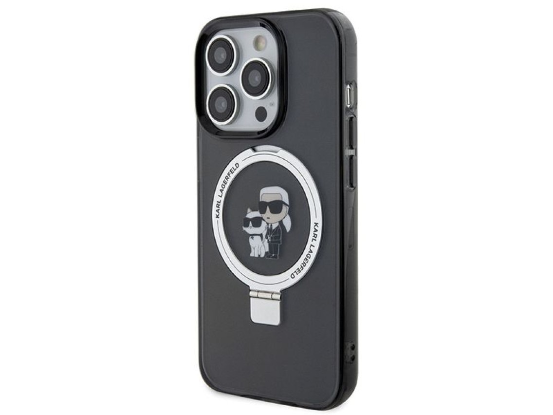 Karl Lagerfeld KLHMP15XHMRSKCK iPhone 15 Pro Max 6.7" negro/negro estuche rígido Soporte de anillo K