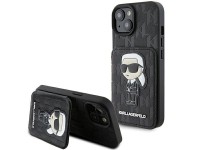 Karl Lagerfeld Saffiano Cardslots and Stand Monogram Ikonik Patch case for iPhone 15 - black Karl Lagerfeld Saffiano Cardslots and Stand Monogram Ikonik Patch case for iPhone 15 - black