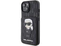 Karl Lagerfeld Saffiano Cardslots and Stand Monogram Ikonik Patch case for iPhone 15 - black Karl Lagerfeld Saffiano Cardslots and Stand Monogram Ikonik Patch case for iPhone 15 - black