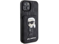 Karl Lagerfeld Saffiano Cardslots and Stand Monogram Ikonik Patch case for iPhone 15 - black Karl Lagerfeld Saffiano Cardslots and Stand Monogram Ikonik Patch case for iPhone 15 - black