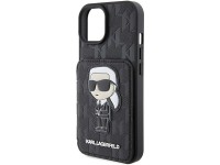 Karl Lagerfeld Saffiano Cardslots and Stand Monogram Ikonik Patch case for iPhone 15 - black Karl Lagerfeld Saffiano Cardslots and Stand Monogram Ikonik Patch case for iPhone 15 - black